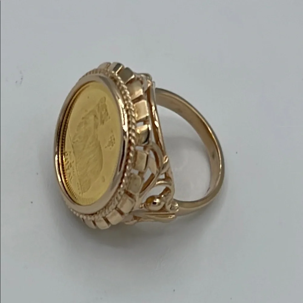 C146 1997 1/10 oz Yorkie .9999 Fine Gold Coin Ring – Set in Solid 14K sz 5.75 - Picture 5 of 12
